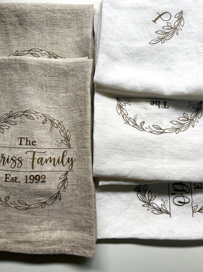 Linen Tea towel- Wreath Edition